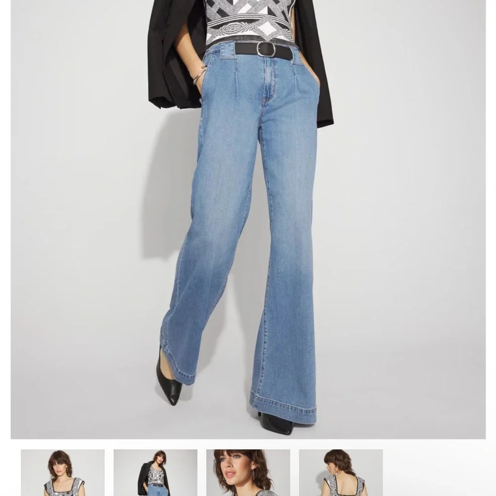 White House Black Market Monochrome Patterned Crop Top - Picture 3 of 5